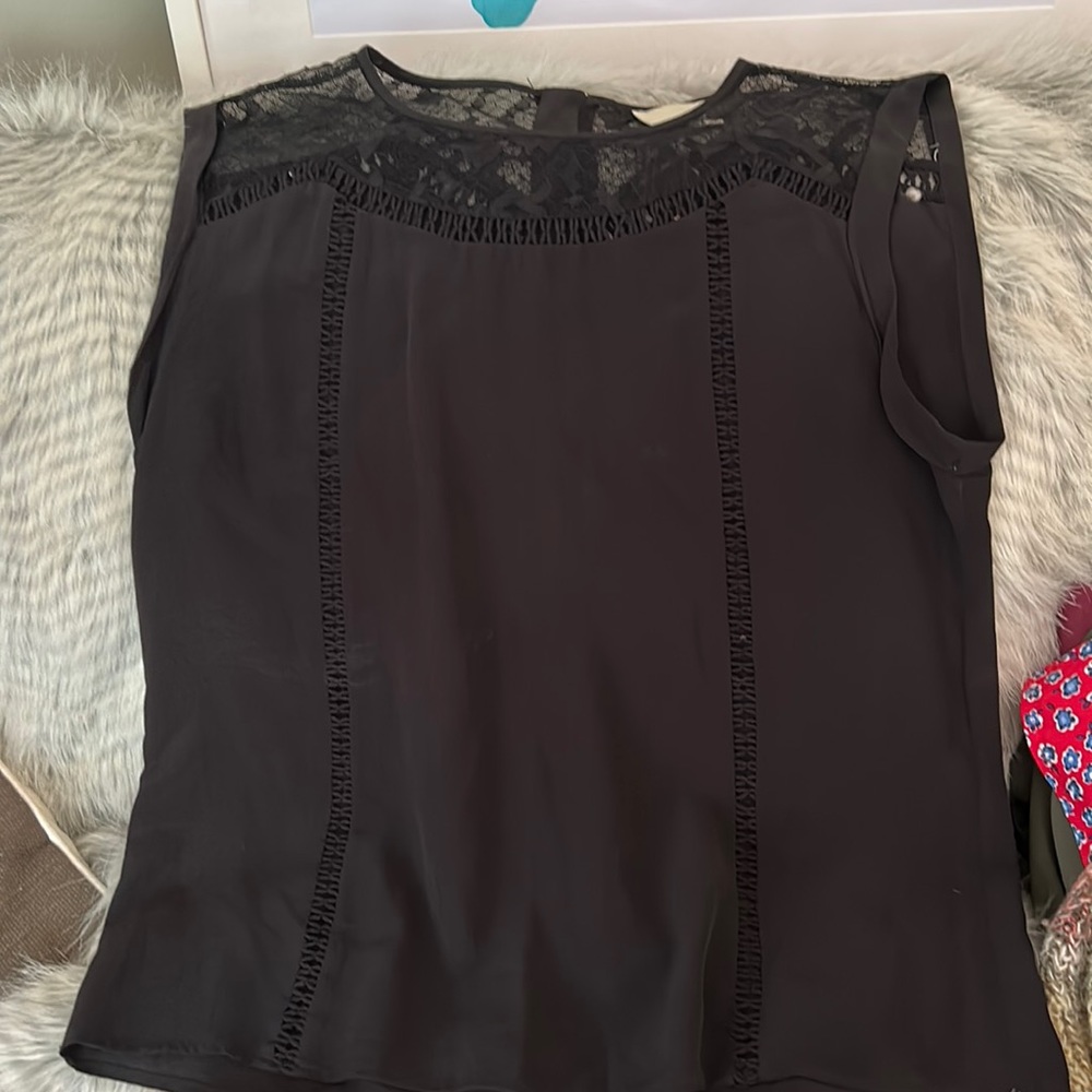 Black silk sleeveless top